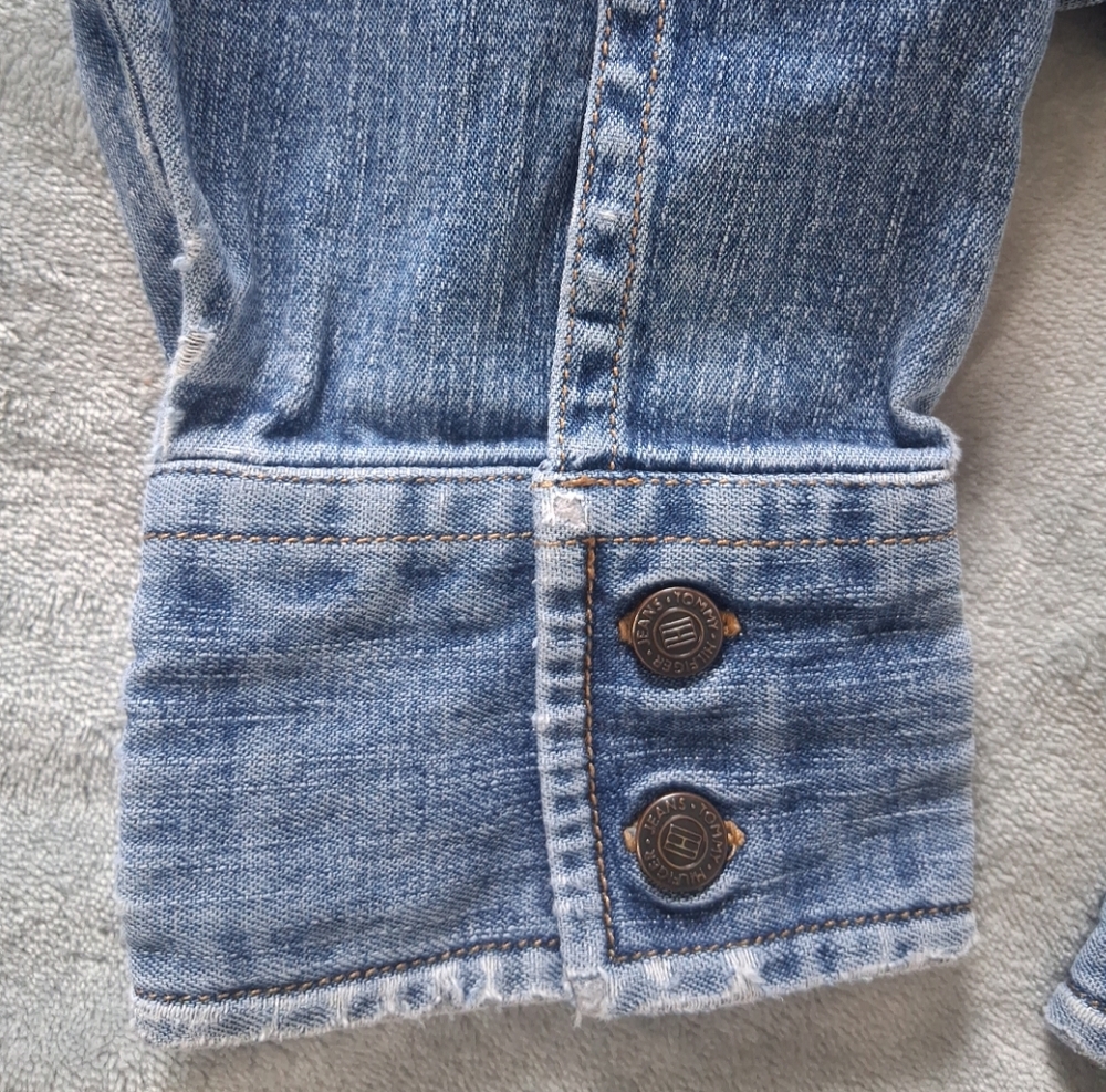 Vintage Tommy Hilfiger Denim Shirt Youth Blue Button Up Long Sleeve M - Picture 13 of 15